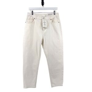 H&M Mom Jeans Loose Fit High Waist 10 Cream Womens Denim Tapered Leg NWT